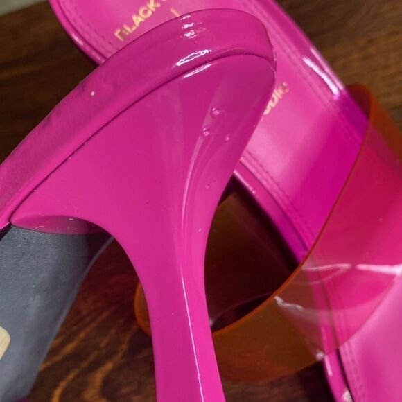 Black Suede Studio ODESSA Fuchsia Fedora Patent Leather Cut Out Wedge Sandals - Picture 16 of 16
